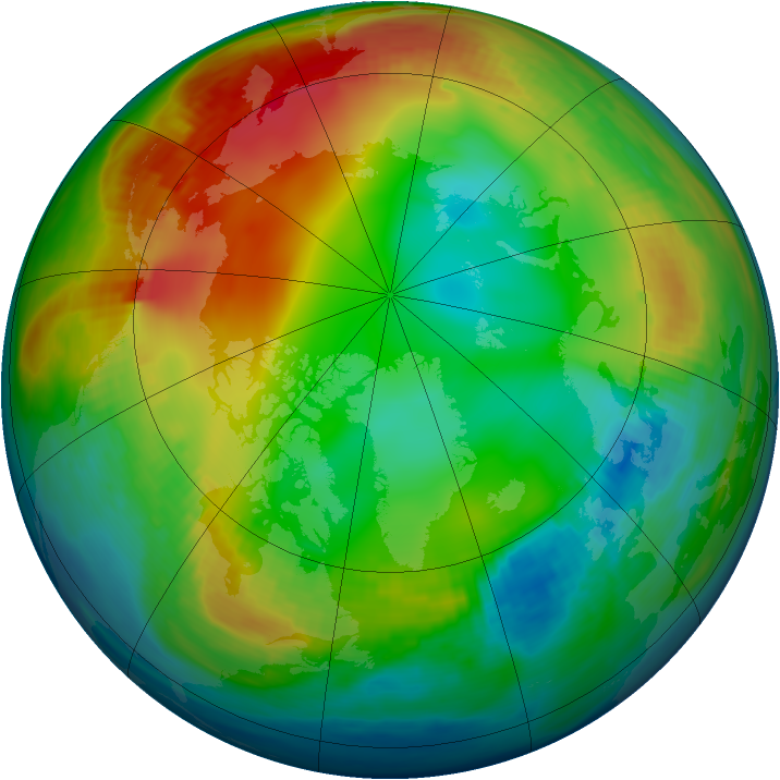 Arctic ozone map for 12 January 1990